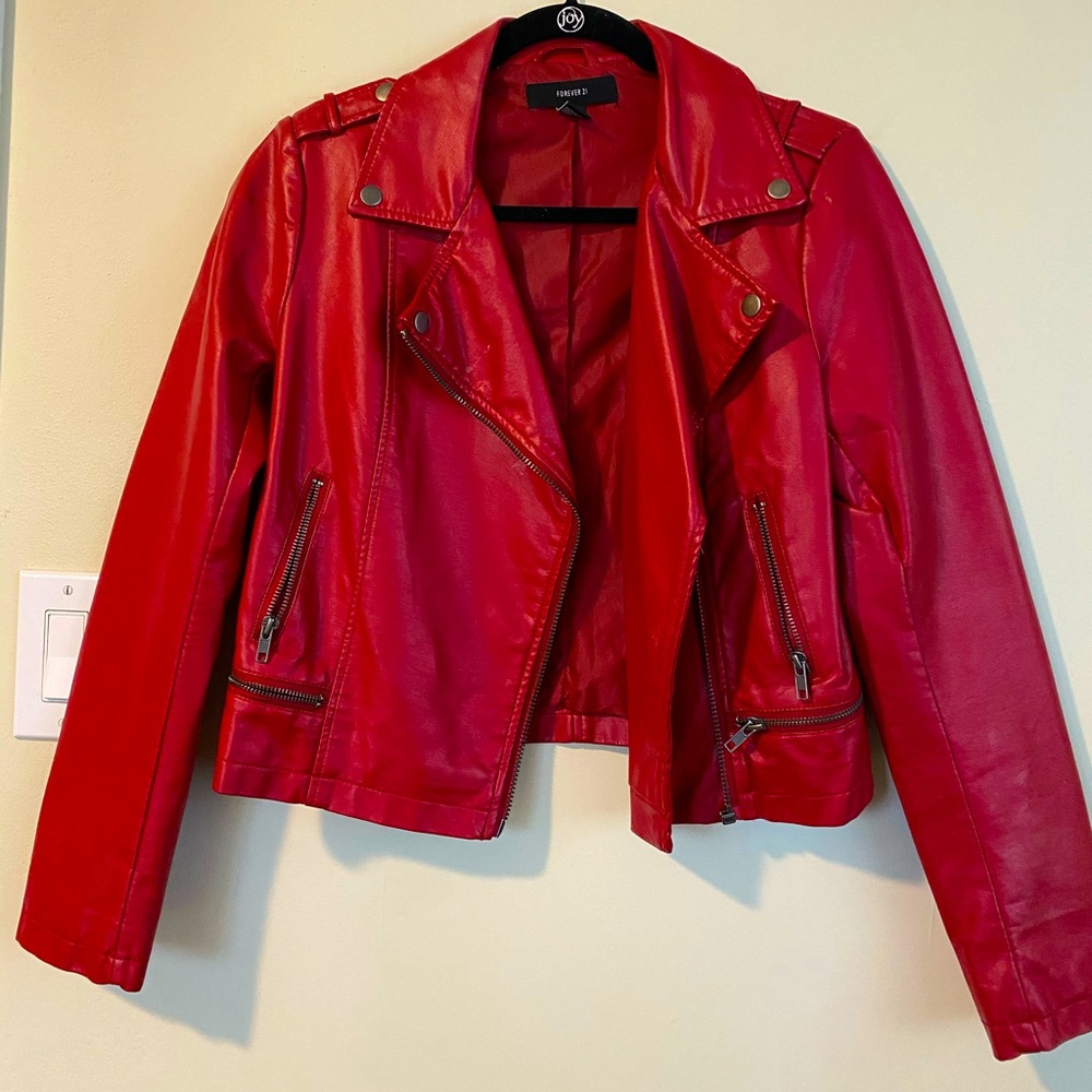 Red leather jacket